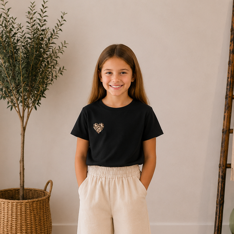 T-shirt coeur léopard