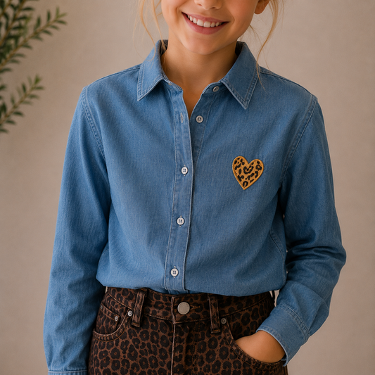 Chemise coeur léopard